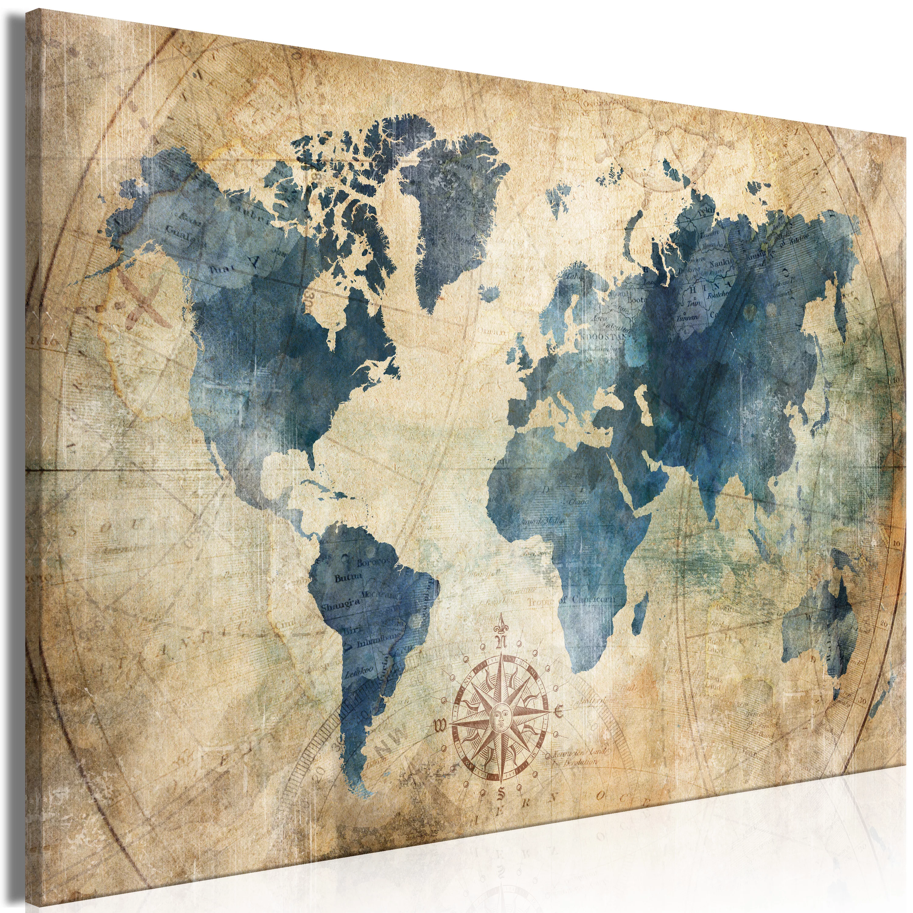 Wandbild - Retro Map (1 Part) Wide günstig online kaufen