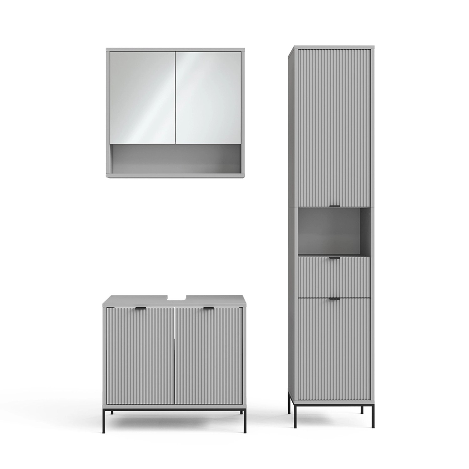 Vicco Badmöbel-Set Eliza, Grau, 3 Teile, günstig online kaufen