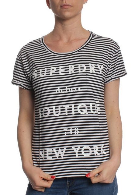 Superdry T-Shirt Superdry T-Shirt Women NY POCKET TEE Black White Stripe günstig online kaufen