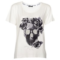 Damen T-Shirt Flower-Skull-BE-white günstig online kaufen