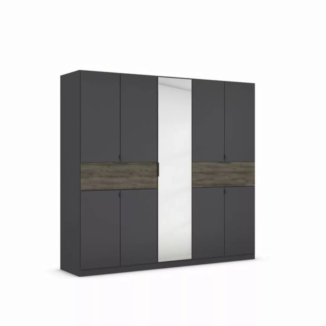 freiraum Drehtürenschrank Ticao grau metallic / Eiche dunkel Dekor / Spiege günstig online kaufen