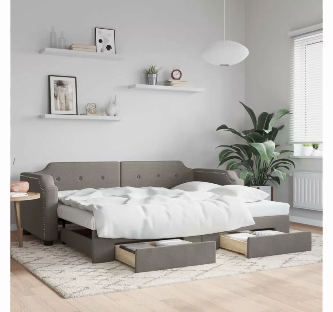 vidaXL Gästebett Gästebett Tagesbett Ausziehbar mit Schubladen Taupe 90x200 günstig online kaufen