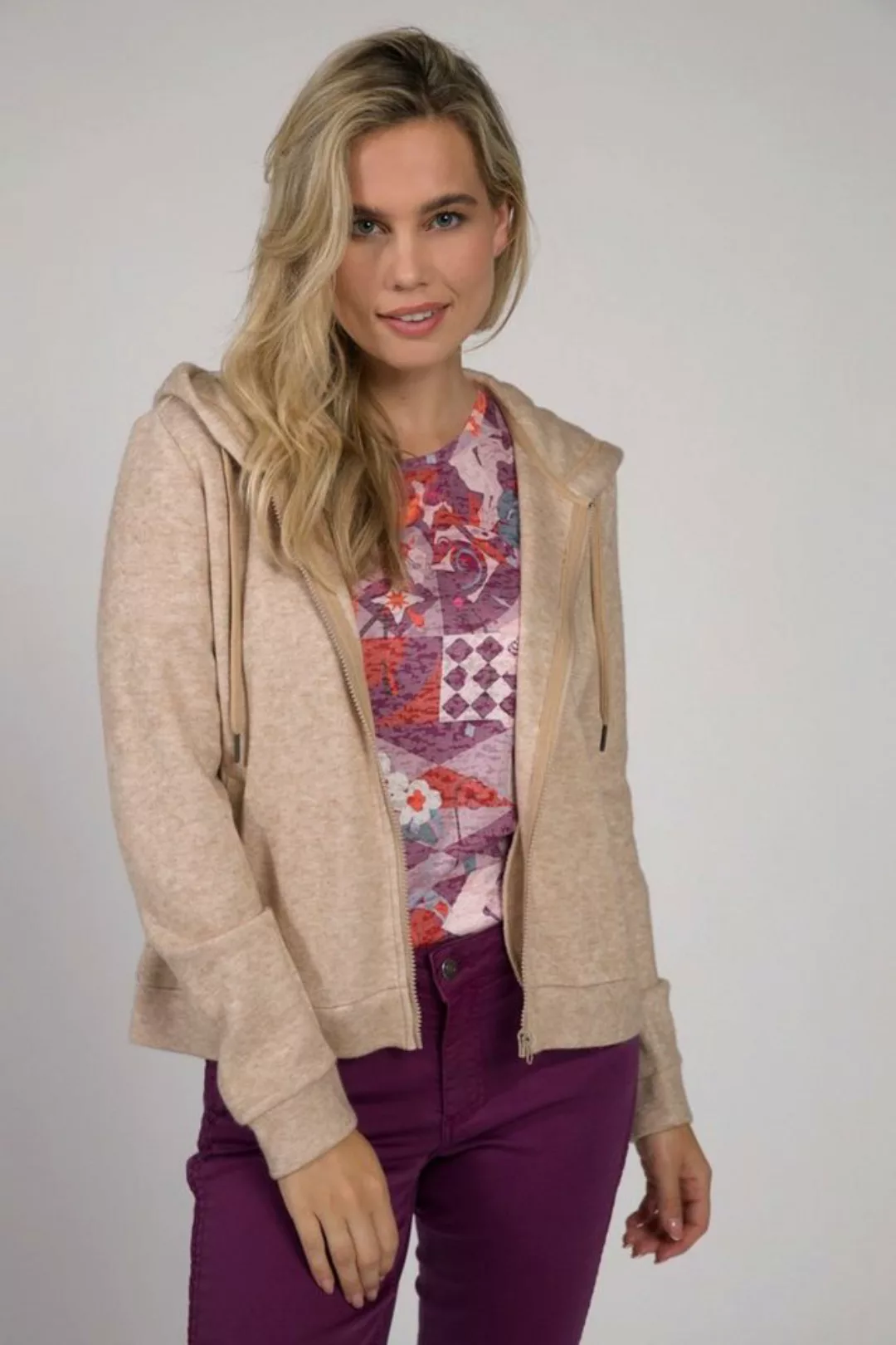 Gina Laura Sweatjacke Strickjacke Kapuze flauschig weich Reißverschluss günstig online kaufen