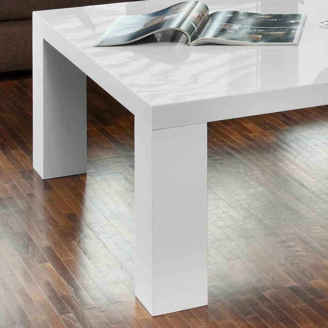 Sofa Tisch in Weiß Hochglanz 90 cm breit günstig online kaufen