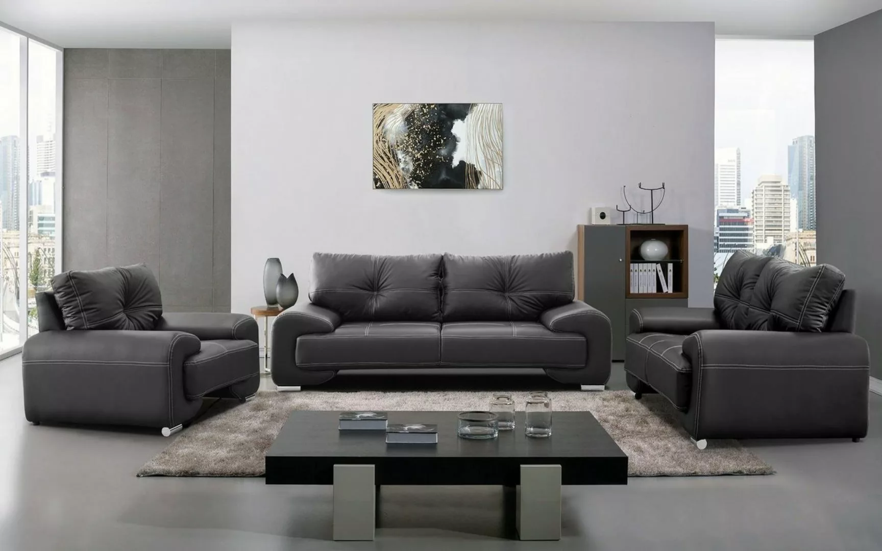 Beautysofa Big-Sofa Polstergarnitur Omega Set 3+2+1 Sofa Wohnzimmer Sofagar günstig online kaufen