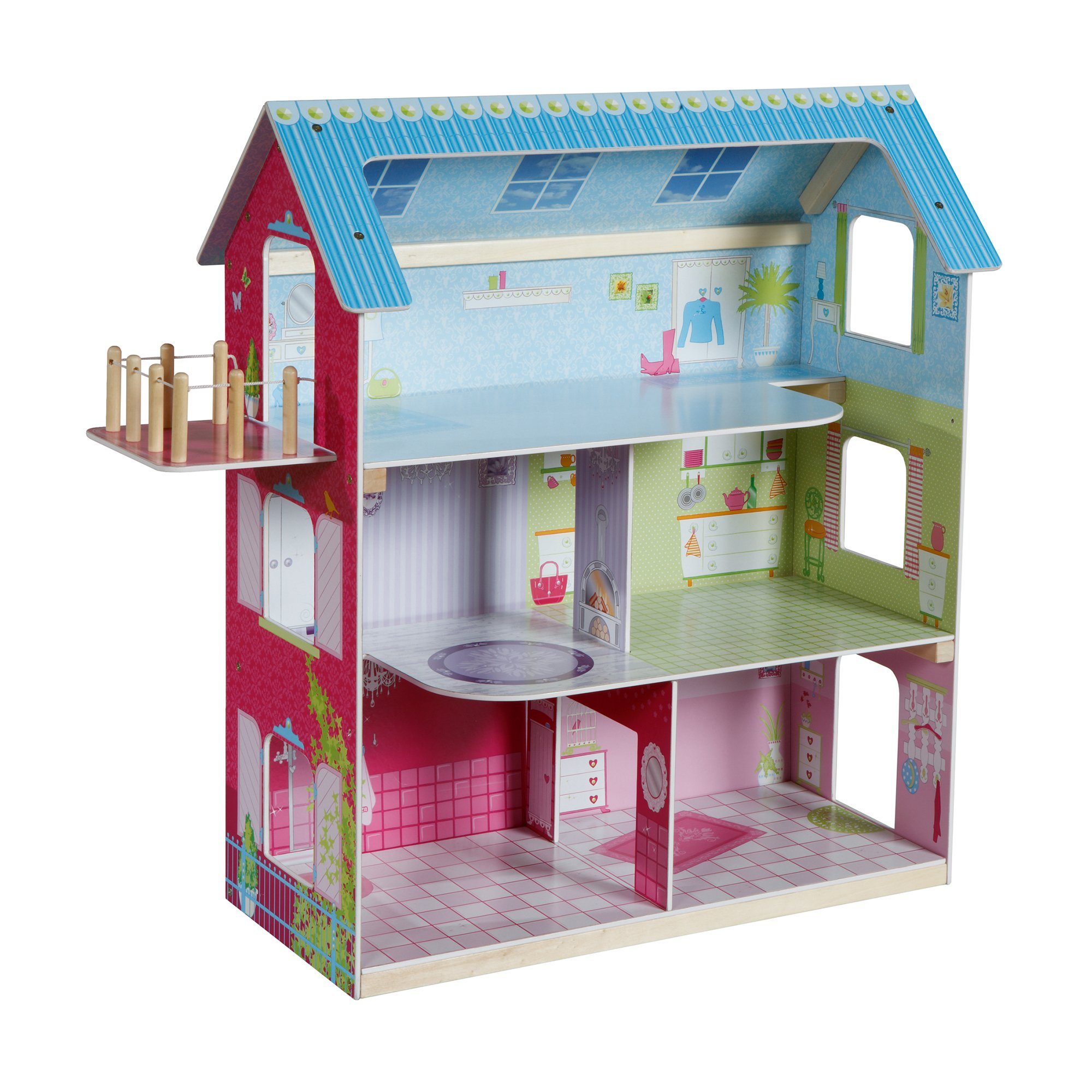 roba® Puppenhaus inkl. Puppenmöbel, Puppenvilla, liebevoll günstig online kaufen
