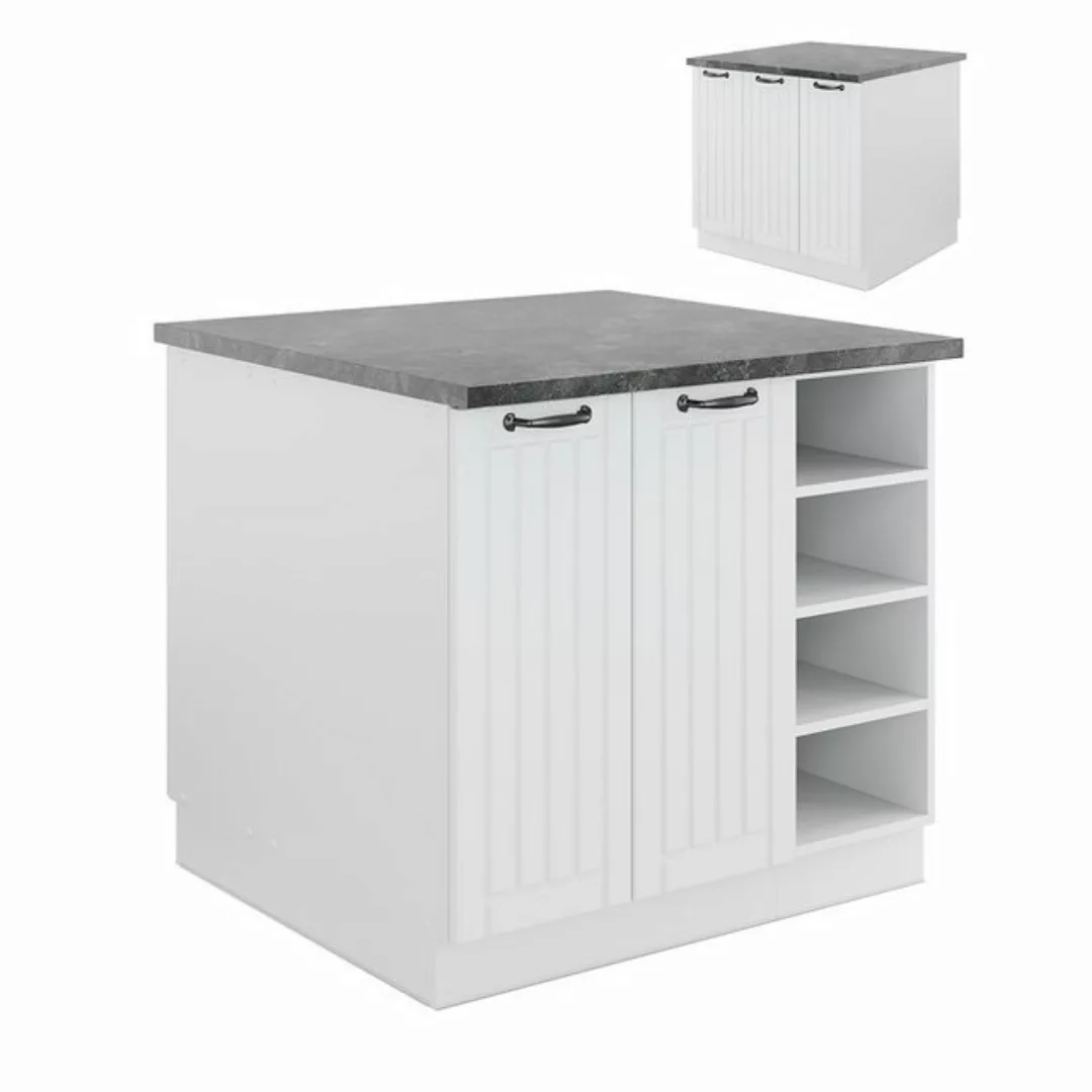 Vicco Unterschrank Fame-Line, Weiß Landhaus/Weiß, 90 cm ohne Arbeitsplatte günstig online kaufen