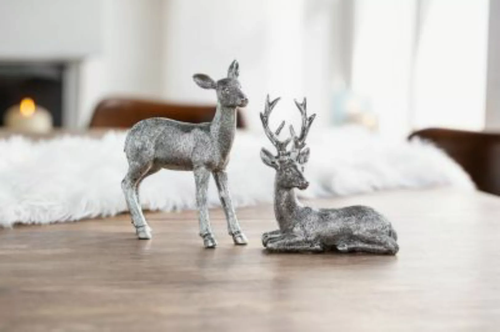 HOME Living Figur Reh & Hirsch Dekoobjekte silber günstig online kaufen