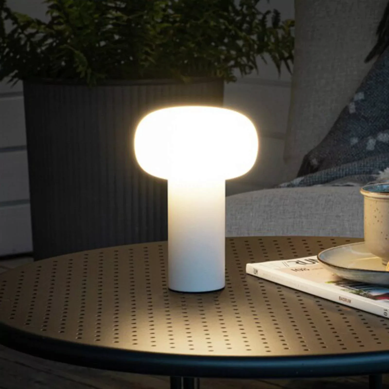 LED-Tischleuchte Antibes, IP54, Akku, RGBW, weiß günstig online kaufen