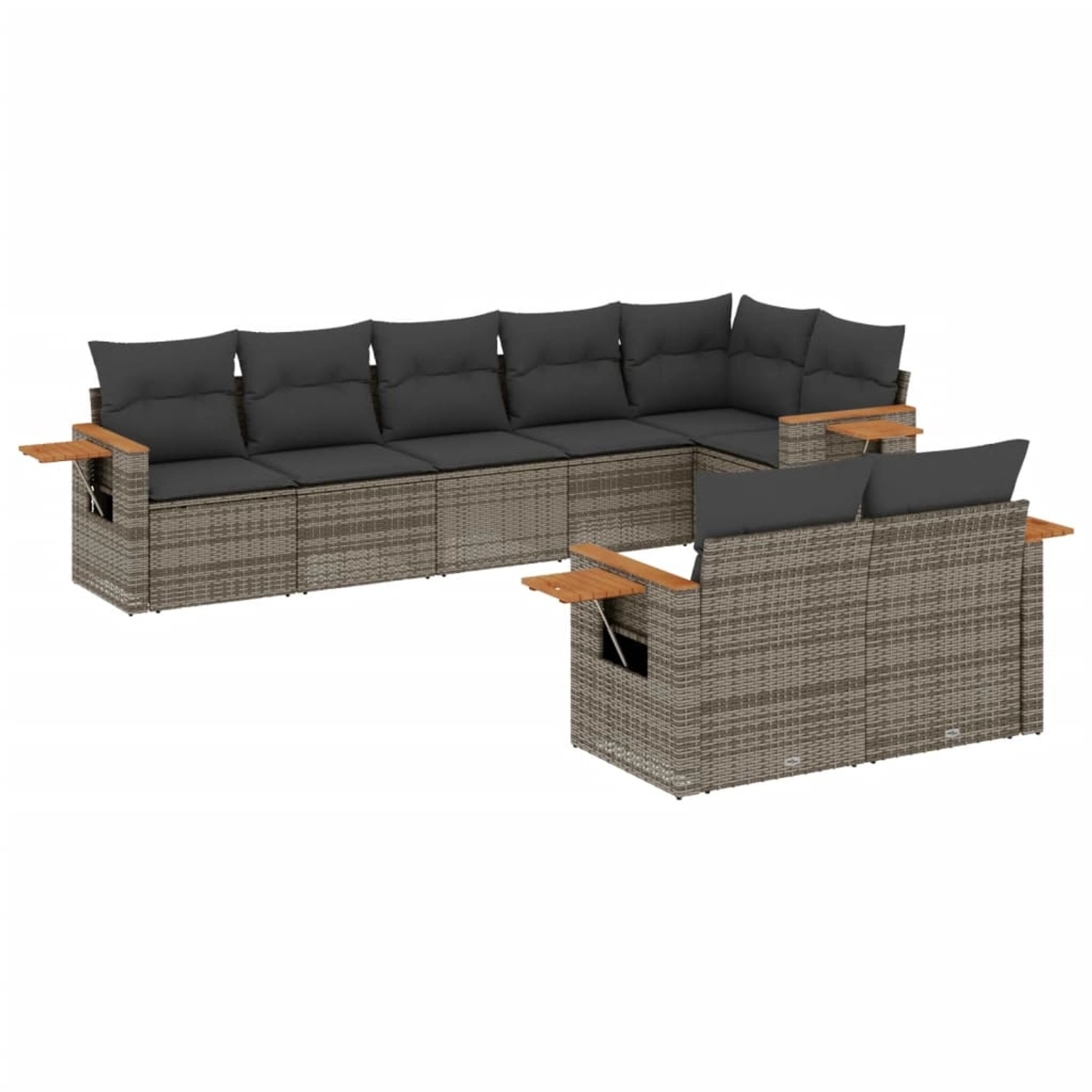 vidaXL 8-Tlg Garten-Sofagarnitur mit Kissen Grau Poly Rattan 3226991 günstig online kaufen