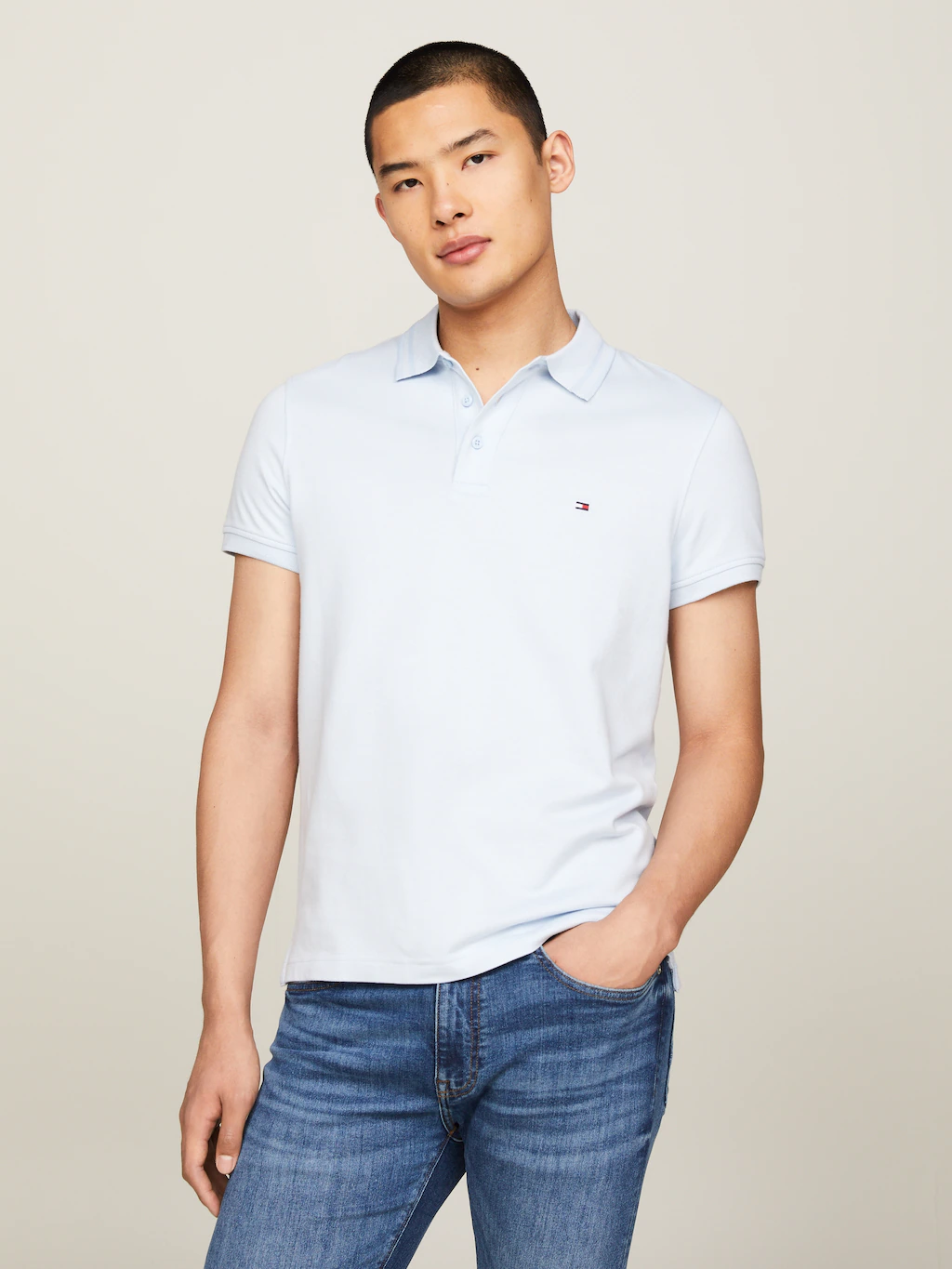 Tommy Hilfiger Poloshirt PRETWIST MOULINE SLIM FIT POLO mit melierter Optik günstig online kaufen