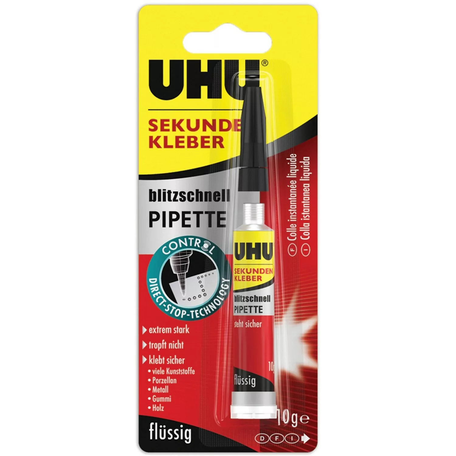 UHU SEKUNDENKLEBER blitzschnell PIPETTE, Pipette mit 10 g, Infokarte mehrfa günstig online kaufen