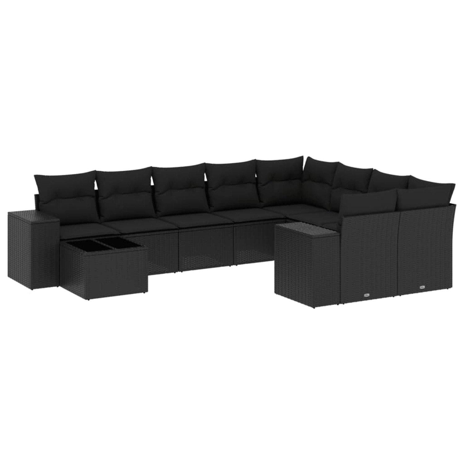 vidaXL 10-Tlg Garten-Sofagarnitur mit Kissen Schwarz Poly Rattan 3223054 günstig online kaufen