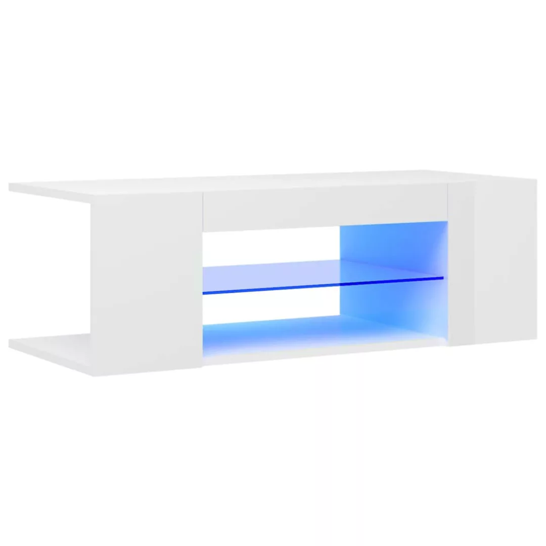 Tv-schrank Mit Led-leuchten Hochglanz-weiß 90x39x30 Cm günstig online kaufen