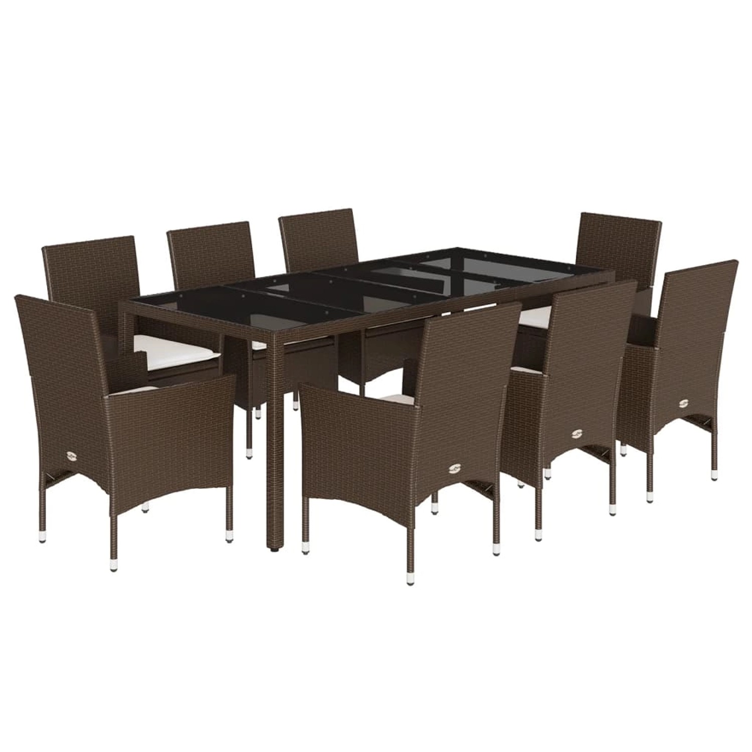 vidaXL 9-Tlg Garten-Essgruppe mit Kissen Braun Poly Rattan Glas 3278554 günstig online kaufen