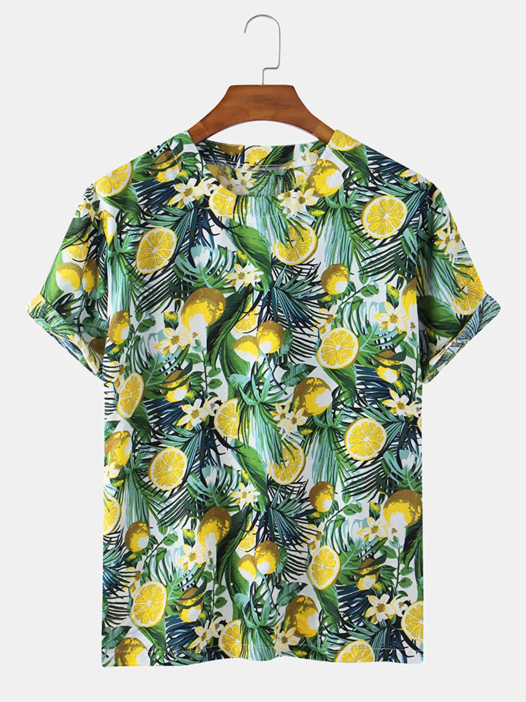 Herren Urlaub tropisch bedruckte Baumwolle lose lässige Kurzarm T-Shirts günstig online kaufen