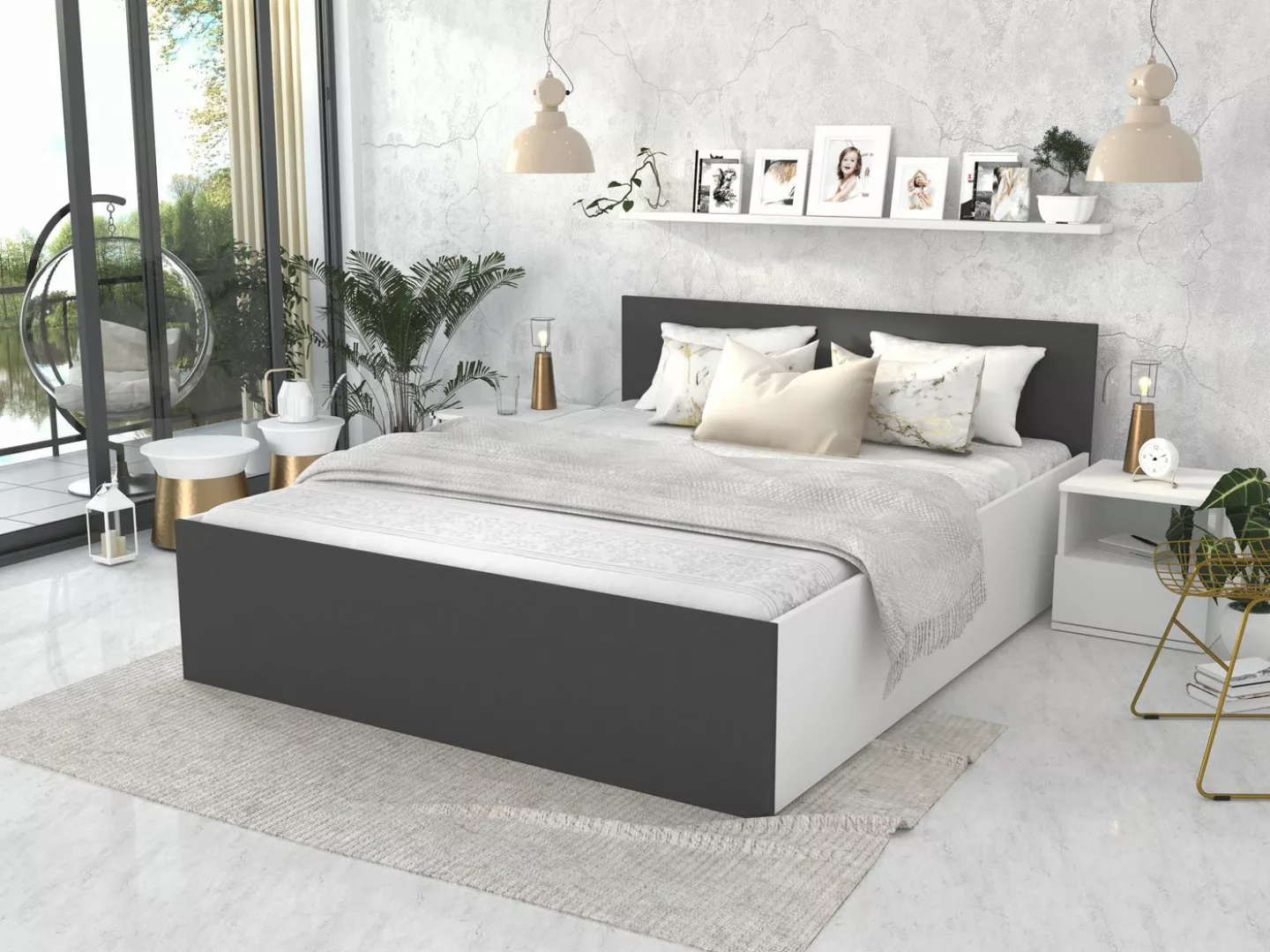 Siblo Bett Milano D (Holzrahmen, Bettzeugbehälter), Möbelplatte günstig online kaufen