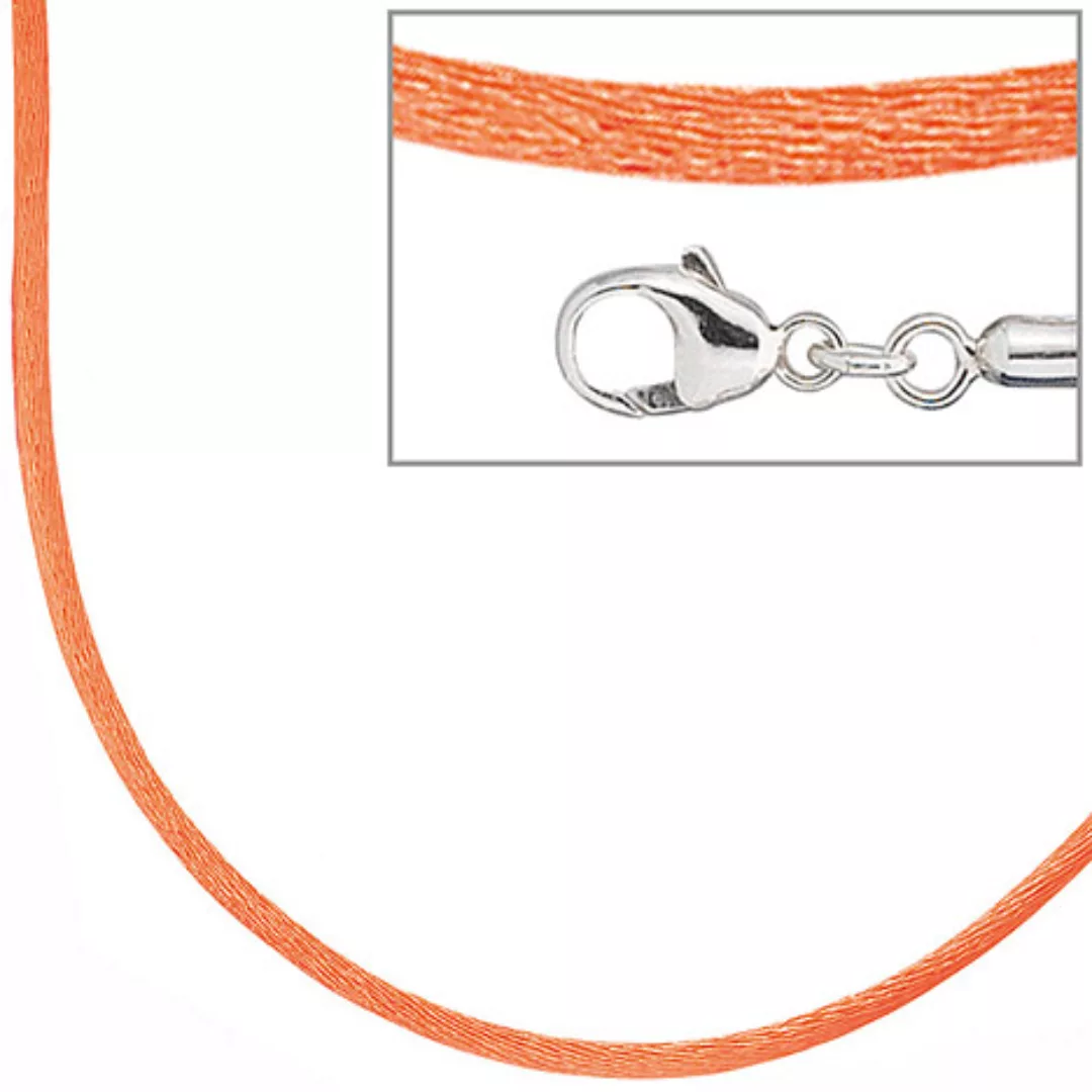 SIGO Collier Halskette Seide orange 42 cm, Verschluss 925 Silber Kette günstig online kaufen