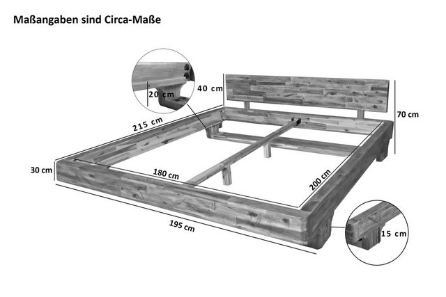 SAM® Massivholzbett Bett_Ohio, massives Akazienholz, edle Optik, naturfarbe günstig online kaufen