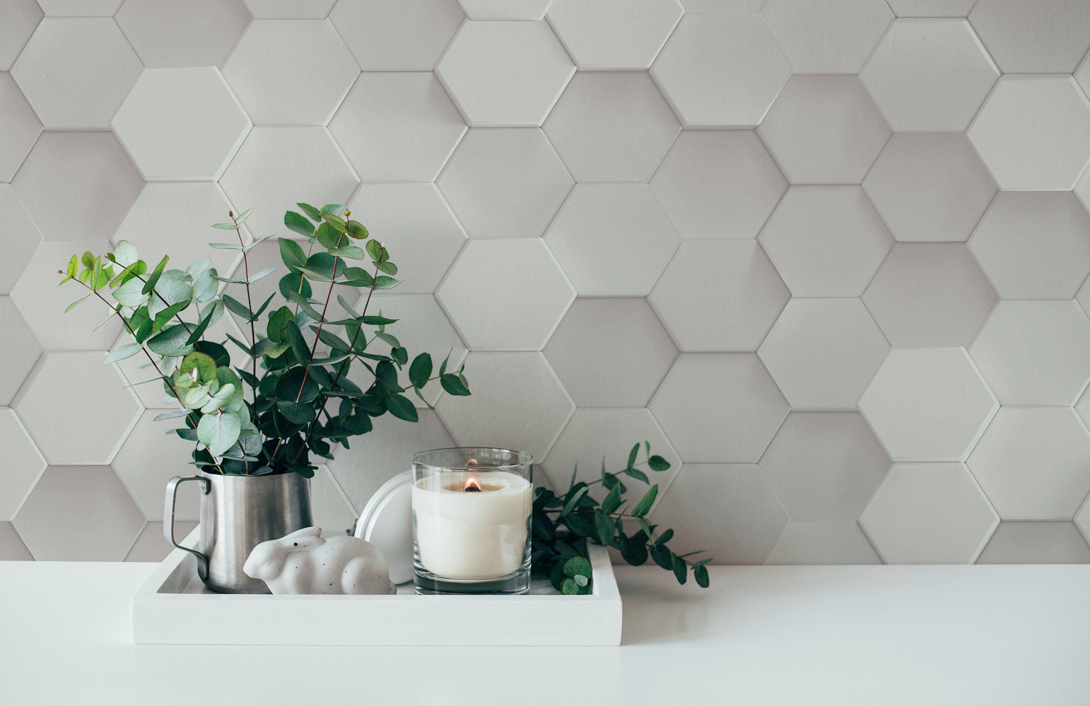 Bricoflor 3D Tapete anthrazit Ideal für Büro und Schlafzimmer Hexagon Tapet günstig online kaufen