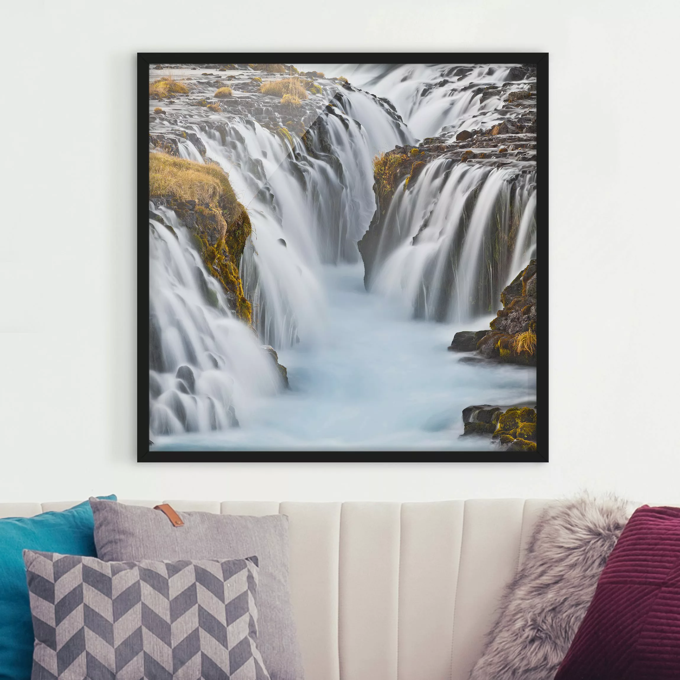Bild mit Rahmen Natur & Landschaft - Quadrat Brúarfoss Wasserfall in Island günstig online kaufen