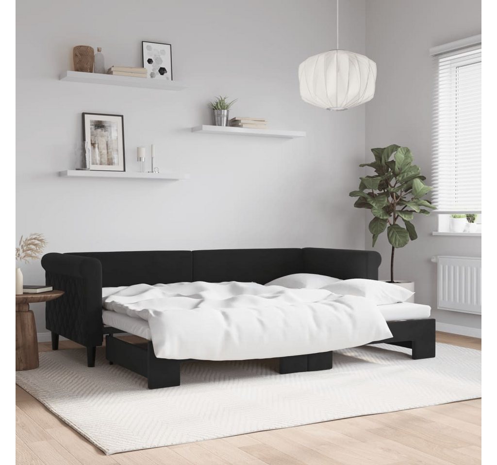 vidaXL Gästebett Gästebett Tagesbett Ausziehbar Schwarz 80x200 cm Samt Bett günstig online kaufen