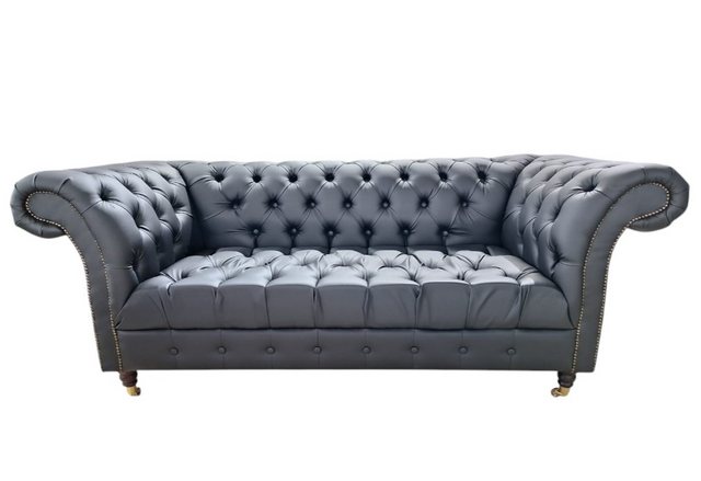 JVmoebel Chesterfield-Sofa Schwarz Sofa 3-Sitzer Stoff Holz Modern Chesterf günstig online kaufen