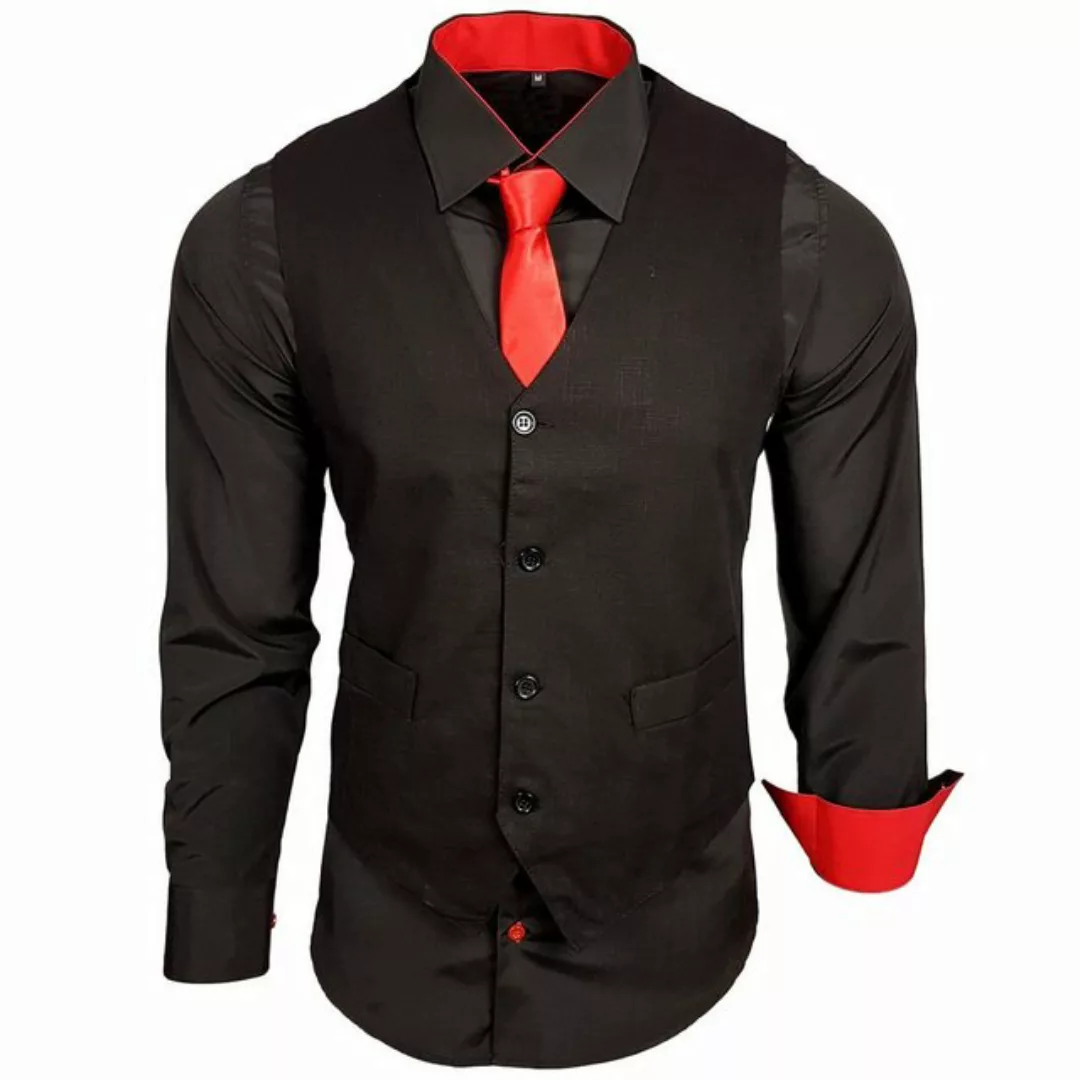 Baxboy Langarmhemd Baxboy Langarmhemd Herren-Hemd Slim-Fit Hemd + Weste + K günstig online kaufen