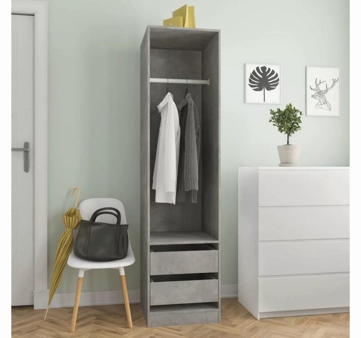 vidaXL Kleiderschrank Kleiderschrank Schubladen Betongrau 50x50x200cm Holzw günstig online kaufen