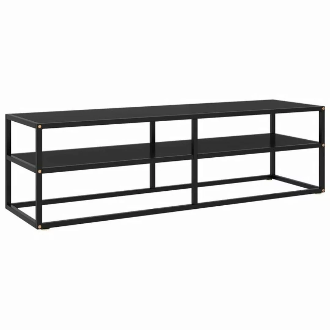 furnicato TV-Schrank Schwarz mit Schwarzem Hartglas 140x40x40 cm (1-St) günstig online kaufen