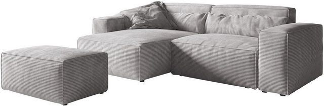 DELIFE Big-Sofa Sirpio, XL Cord Silbergrau 270x170 cm Recamiere variabel mi günstig online kaufen