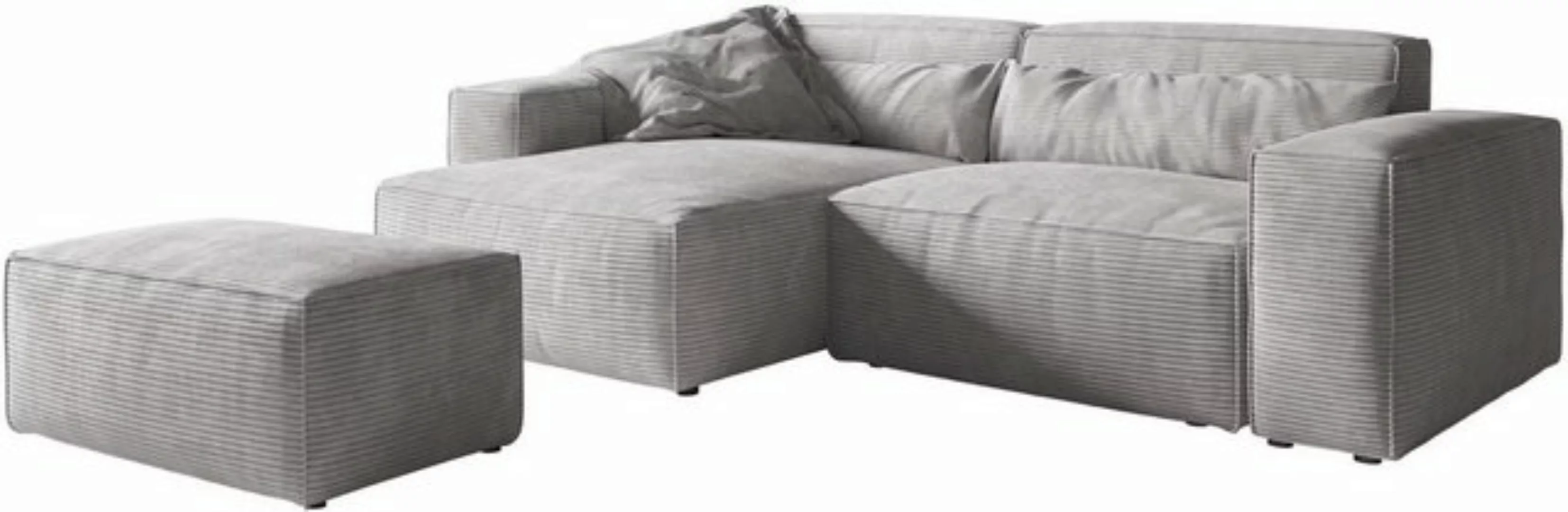 DELIFE Ecksofa Sirpio, XL Cord Silbergrau 270x170 cm Recamiere variabel mit günstig online kaufen