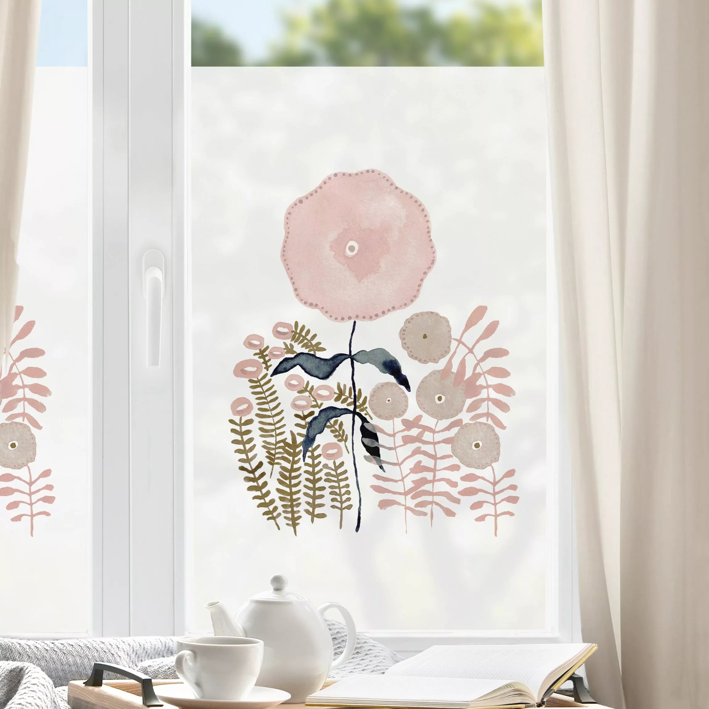 Fensterfolie Claudia Voglhuber - Blumen Rosa günstig online kaufen