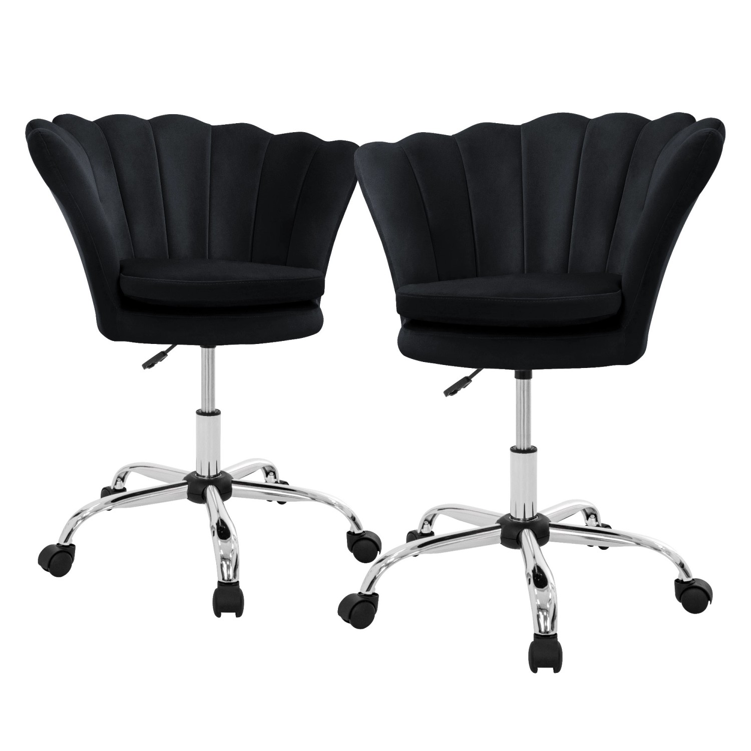 ML-Design Bürostuhl 2Er Set Drehstuhl Höhenverstellbar aus Samt Schwarz günstig online kaufen