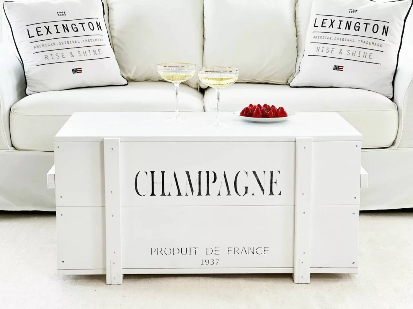 Vintage Holztruhe "Champagne" weiß günstig online kaufen