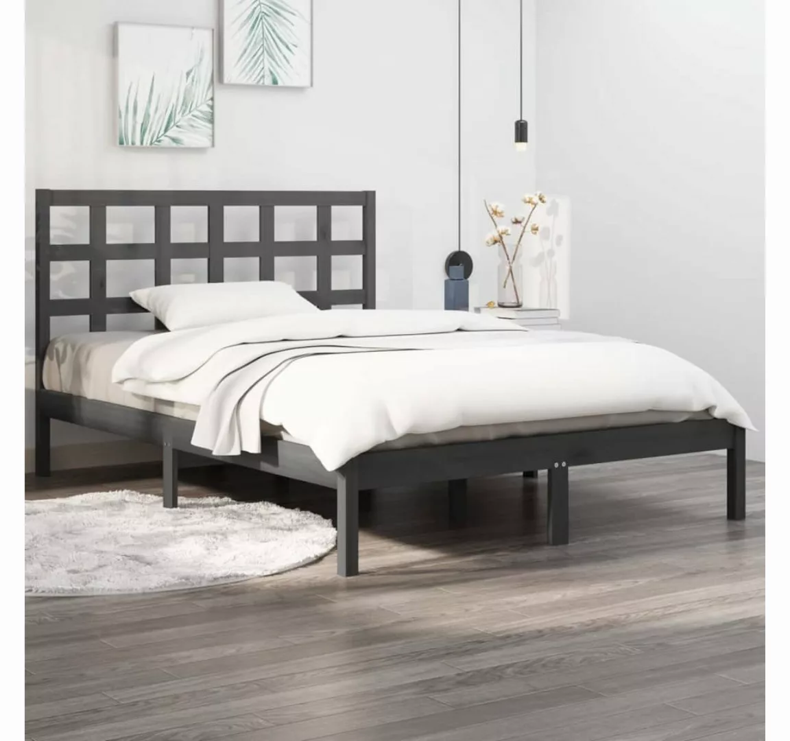 furnicato Bett Massivholzbett Grau 140x190 cm günstig online kaufen