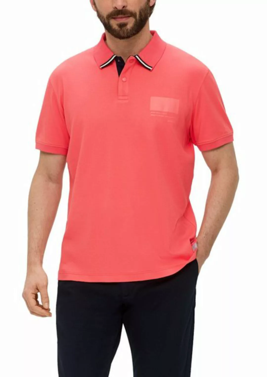 s.Oliver Kurzarmshirt Poloshirt mit Streifen-Detail Streifen-Detail günstig online kaufen