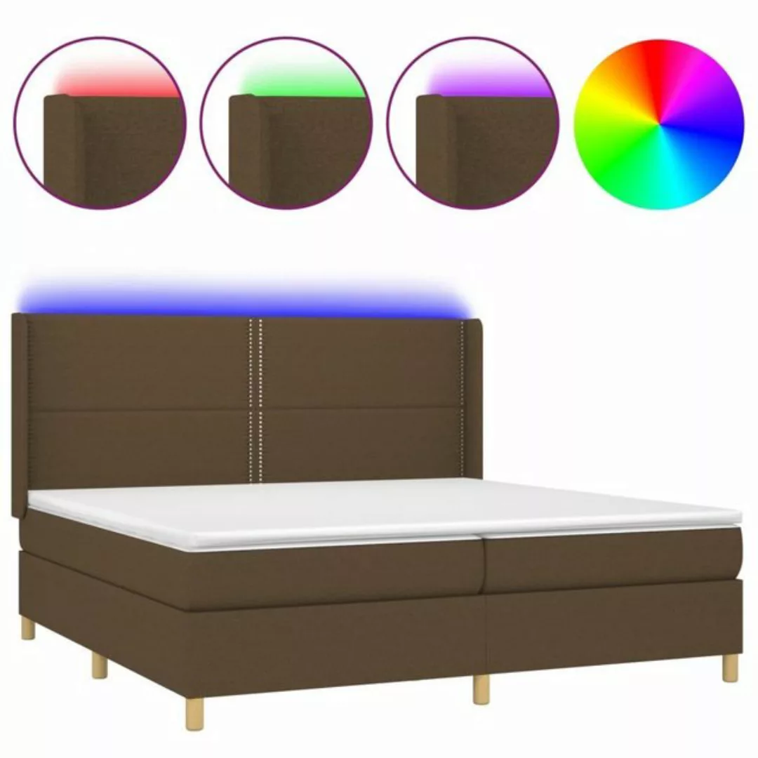 vidaXL Boxspringbett Boxspringbett mit Matratze LED Dunkelbraun 200x200 cm günstig online kaufen