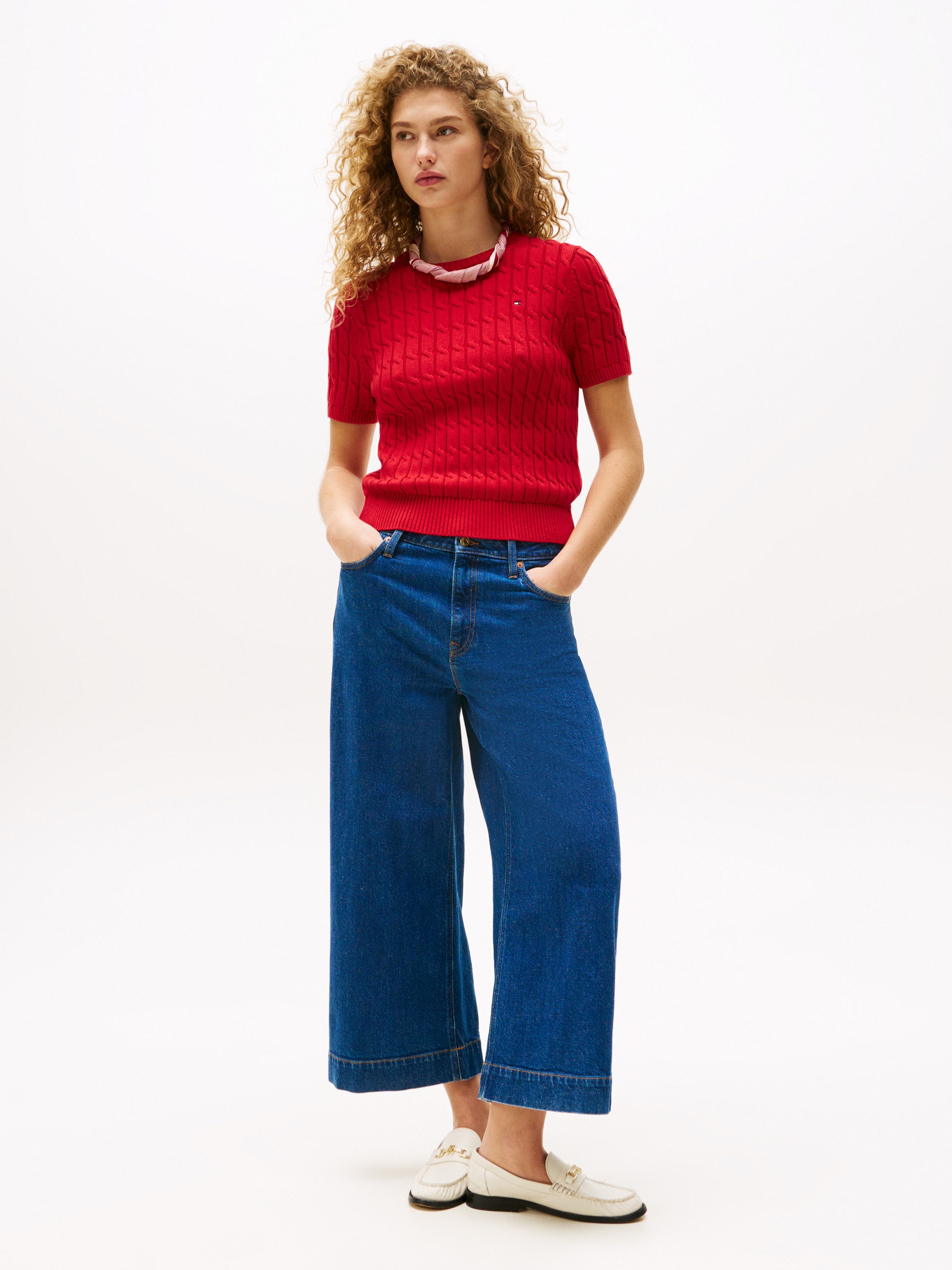 Tommy Hilfiger Kurzarmpullover CO CABLE MID günstig online kaufen