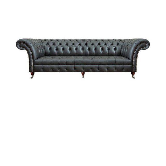 JVmoebel Chesterfield-Sofa Schwarz Leder Sofa Komplett Sessel Wohnzimmer 2t günstig online kaufen