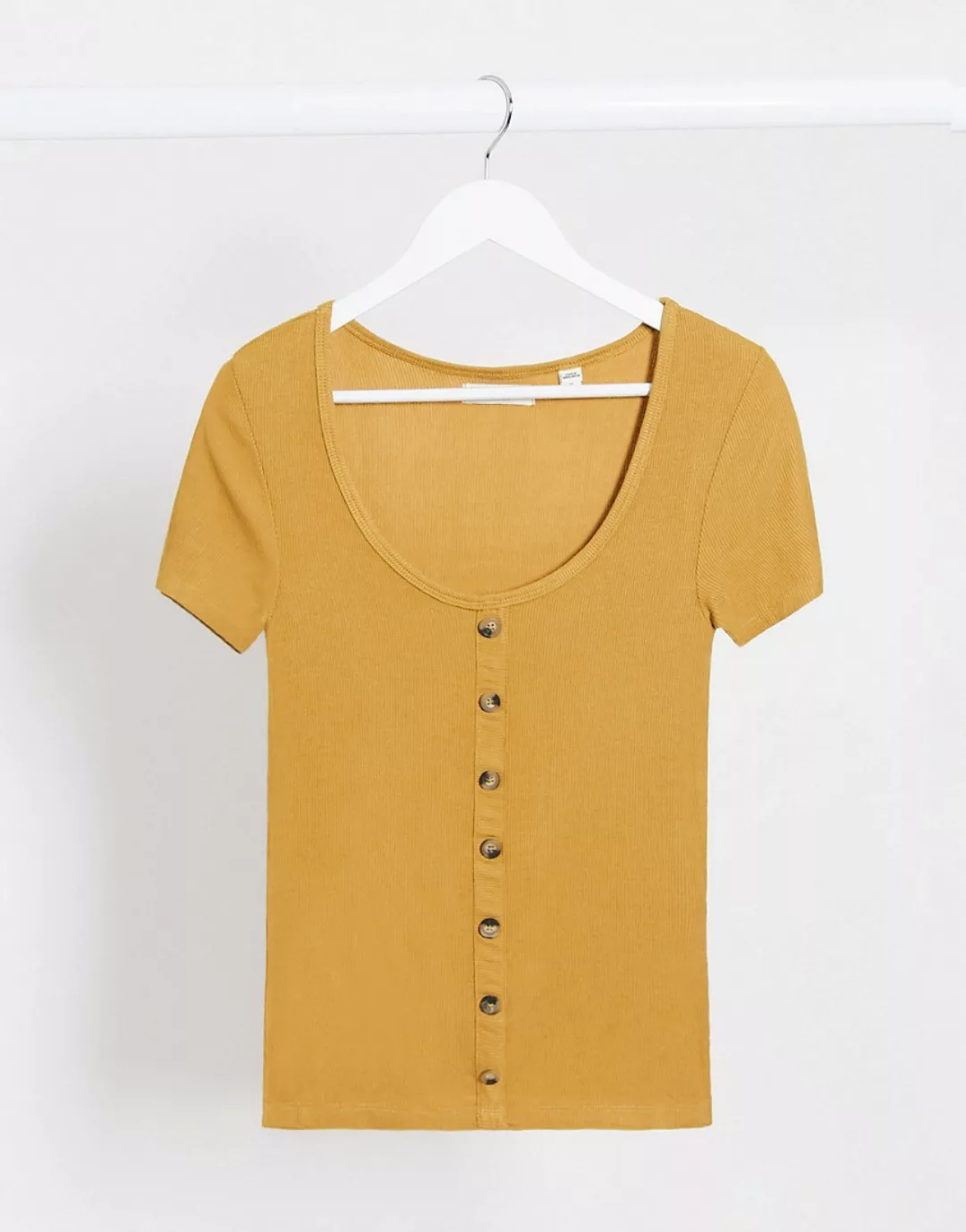 Brave Soul – Polly – T-Shirt mit Knopfdetail-Orange günstig online kaufen