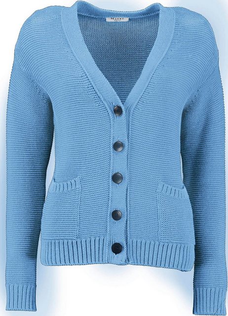 MAERZ Muenchen Strickjacke MAERZ Strickjacke blau im Soft-Cotton Linksstric günstig online kaufen