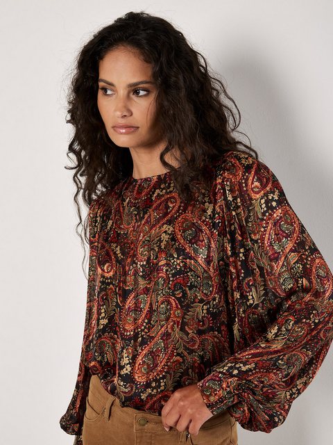 Apricot Schlupfbluse Plisseebluse, mit Paisley-Muster günstig online kaufen