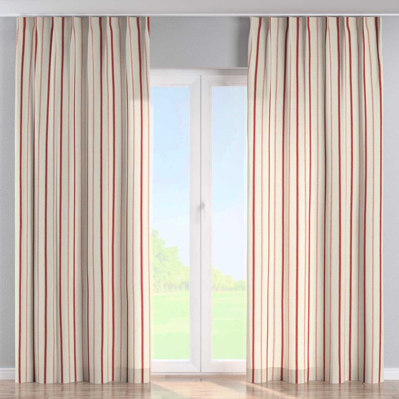 Vorhang mit flämischen 1-er Falten, creme- rot gestreift, Avinon (129-15) günstig online kaufen