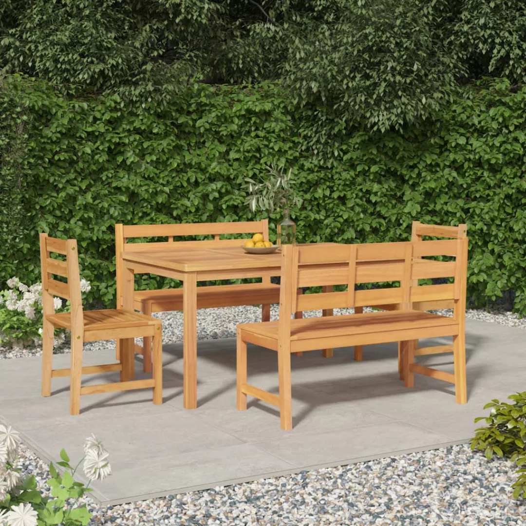 Vidaxl 5-tlg. Garten-essgruppe Massivholz Teak günstig online kaufen