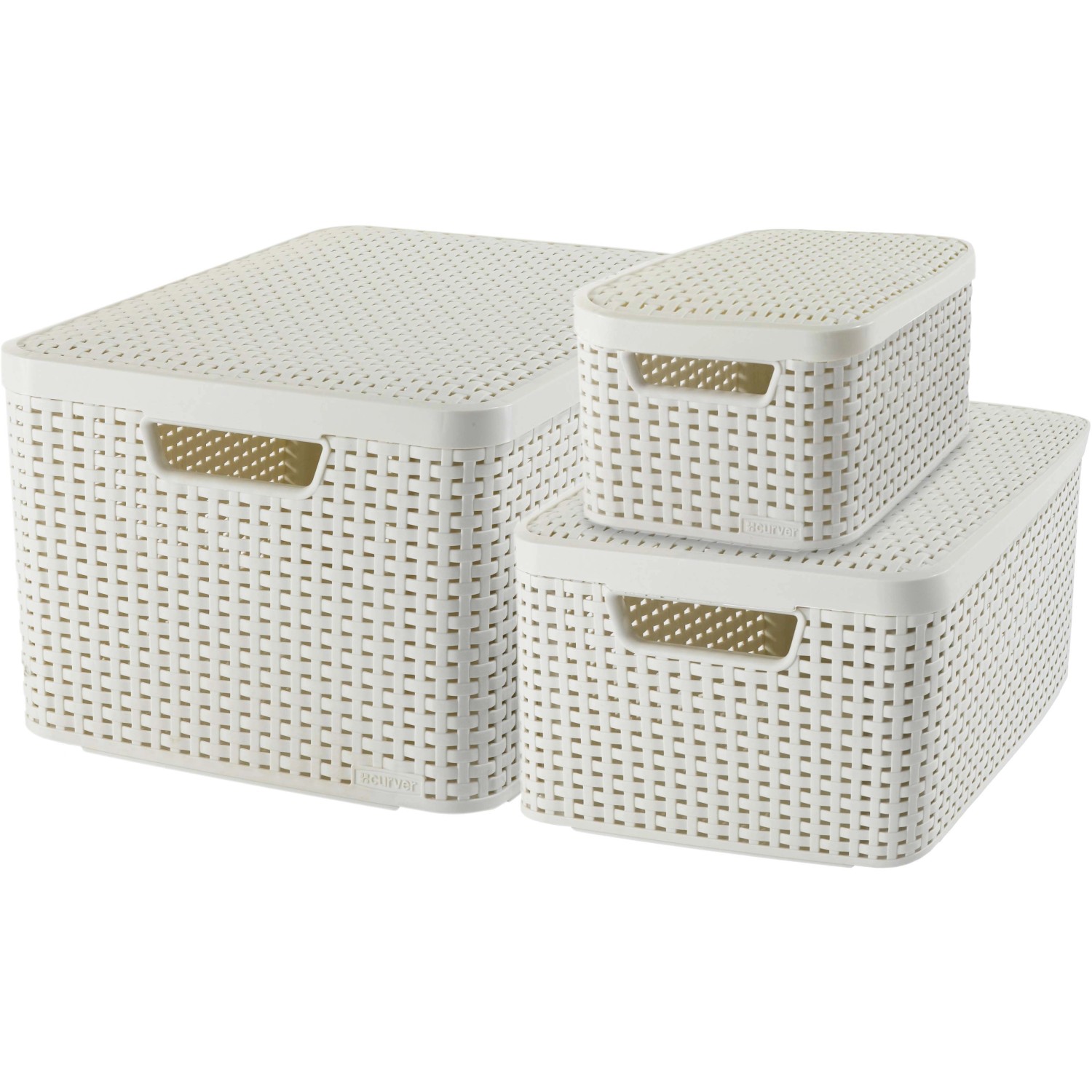 Aufbewahrungsboxen Curver Style 3-er Set Creme S + M + L günstig online kaufen