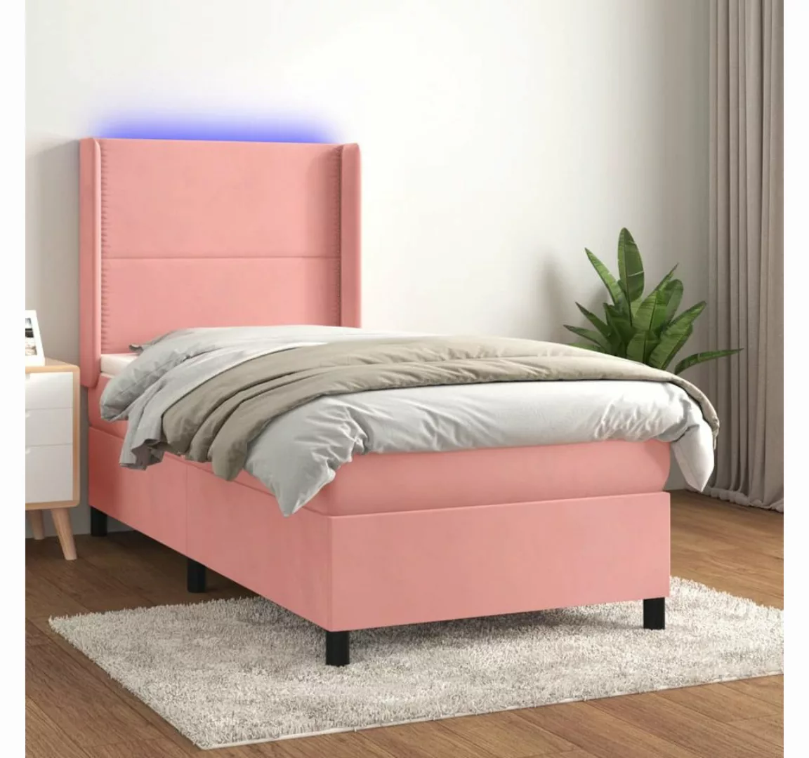 vidaXL Boxspringbett Boxspringbett mit Matratze und LED Samt (80 x 200 cm, günstig online kaufen