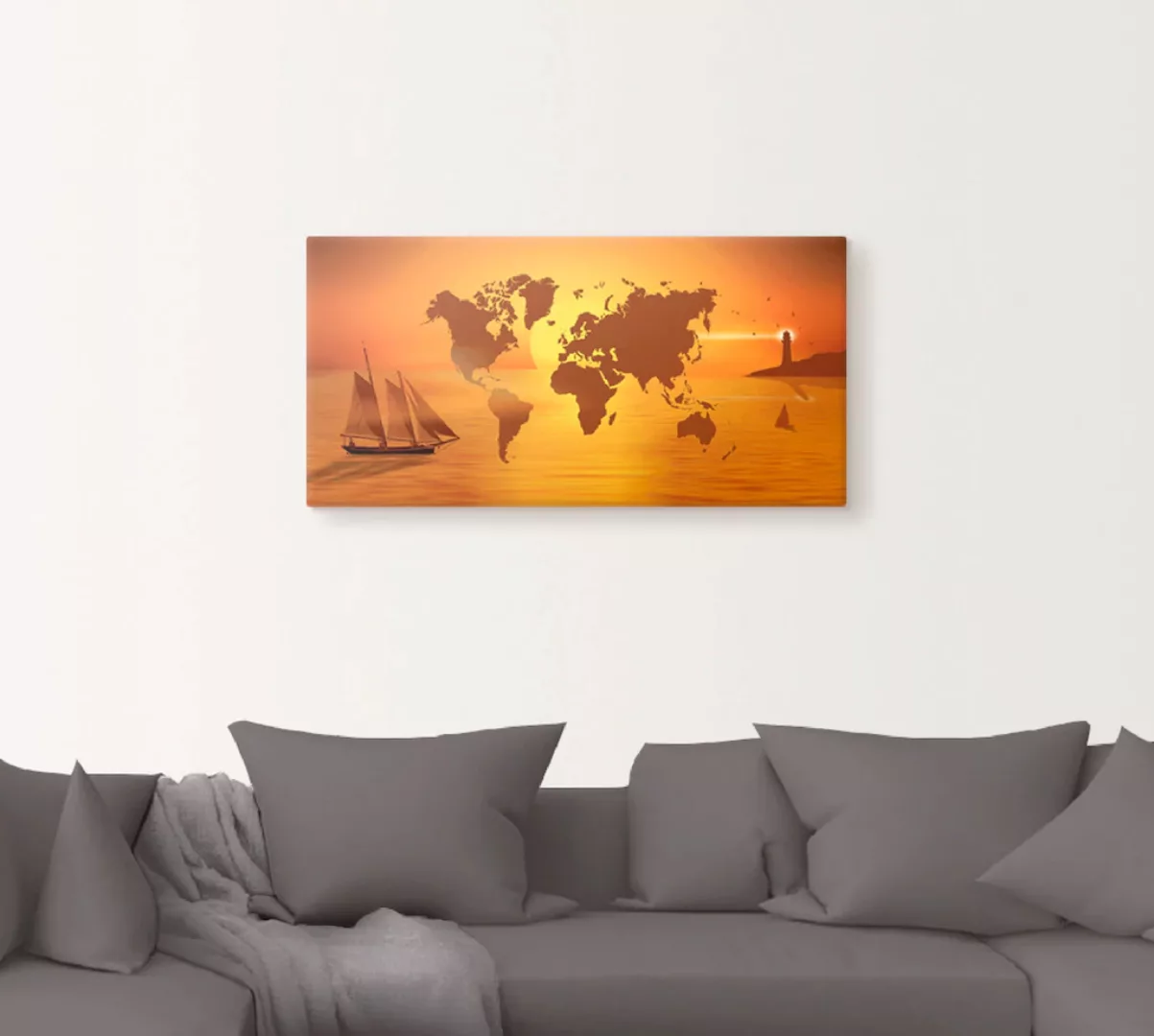 Artland Leinwandbild "Weltumsegelung", Landkarten, (1 St.), auf Keilrahmen günstig online kaufen