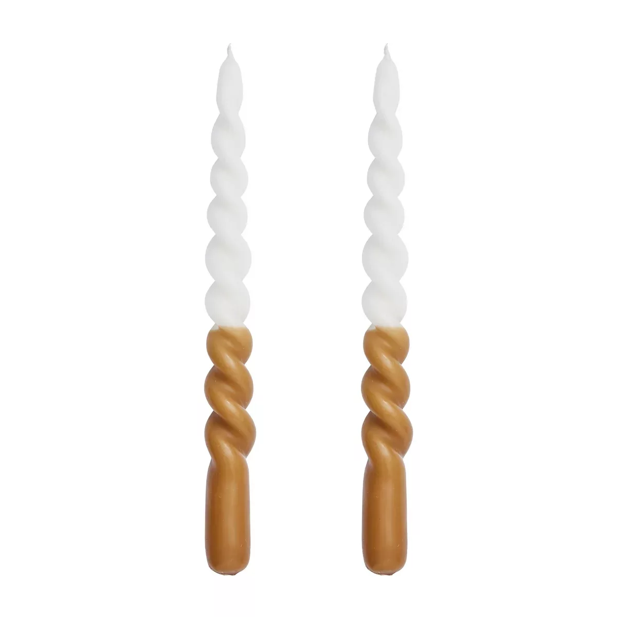 Twisted gedrehte Kerze zweifarbig 25cm 2er Pack Golden brown-white günstig online kaufen