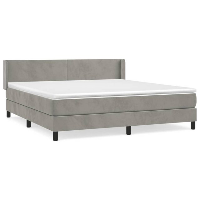 vidaXL Boxspringbett Boxspringbett mit Matratze Hellgrau 160x200 cm Samt Be günstig online kaufen